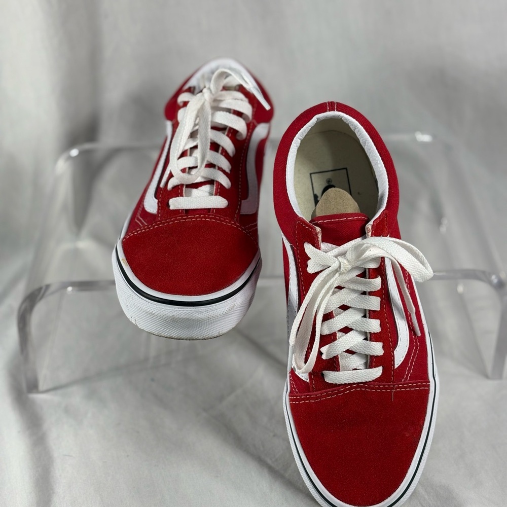 Vans Red and White Women's Sneakers - Picture 1 of 4